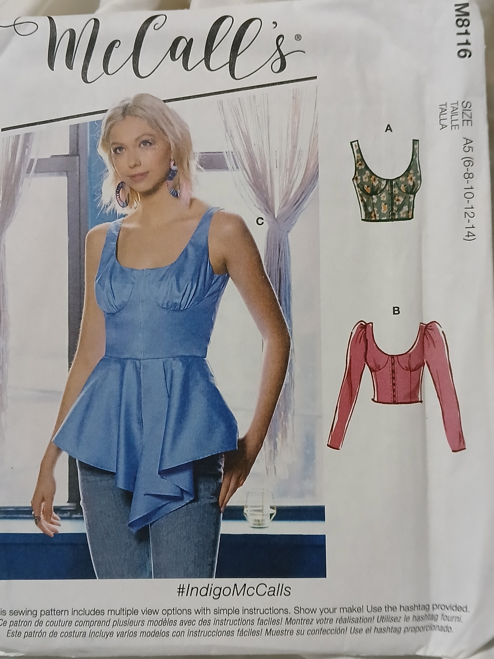 McCall's Indigo Blue Peplum Tank Top